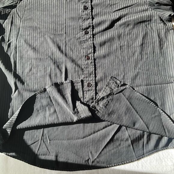 Bruno Men’s Short Sleeve Button Down Shirt size L, Black Stripes - Picture 6 of 7